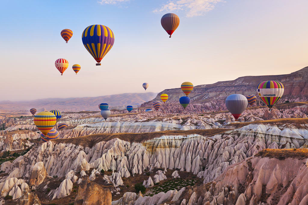 Hot air balloons over Cappadocia, Turkey Hot air balloons over Cappadocia, Turkey