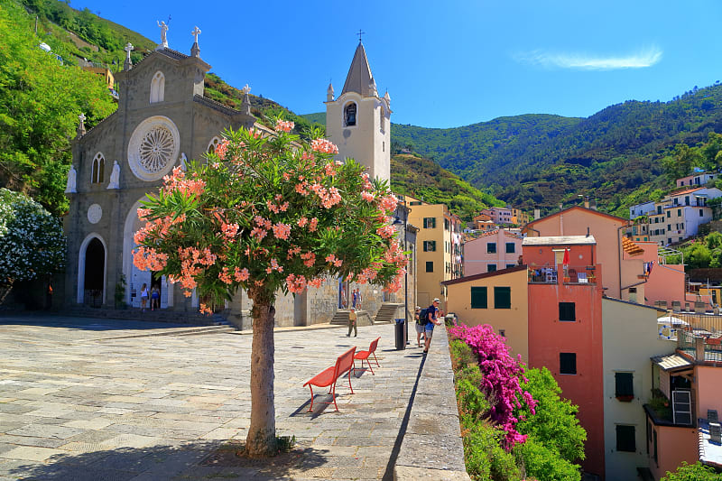 San Giovanni Battista church in Riomaggiore, Cinque Terre, Italy