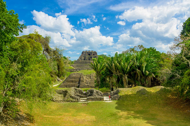 Xunantunich surrounded by lush jungle landscape in Belize Xunantunich surrounded by lush jungle landscape in Belize