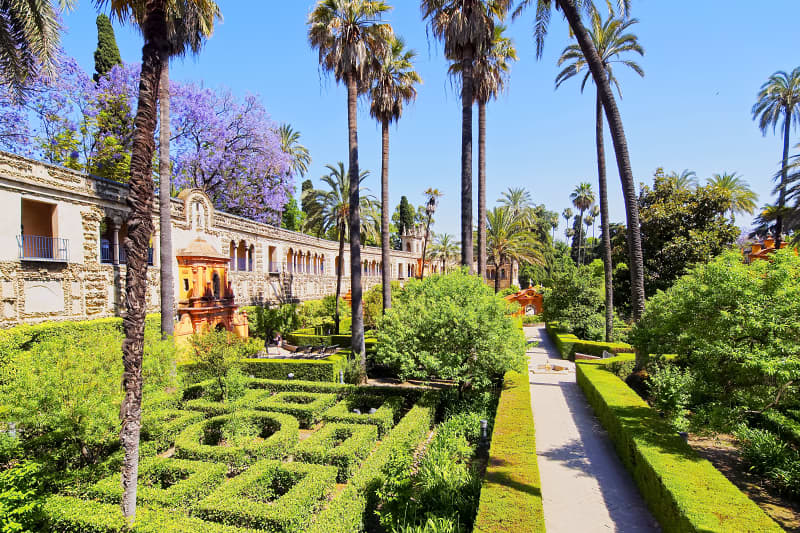 Real Alcazar gardens in Seville, Spain.