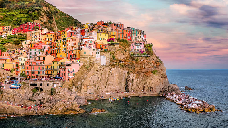 Cinque Terre at sunset. Cinque Terre at sunset.