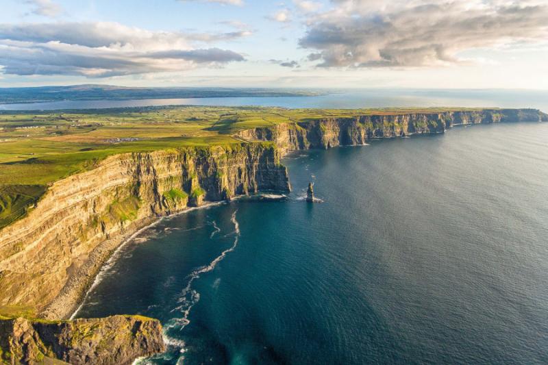An aerial view of the cliffs of Moher.