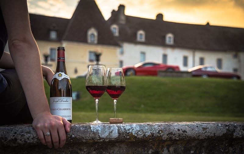 Enjoying an evening glass of wine at Château de Gilly near Dijon in the Burgundy region of France.