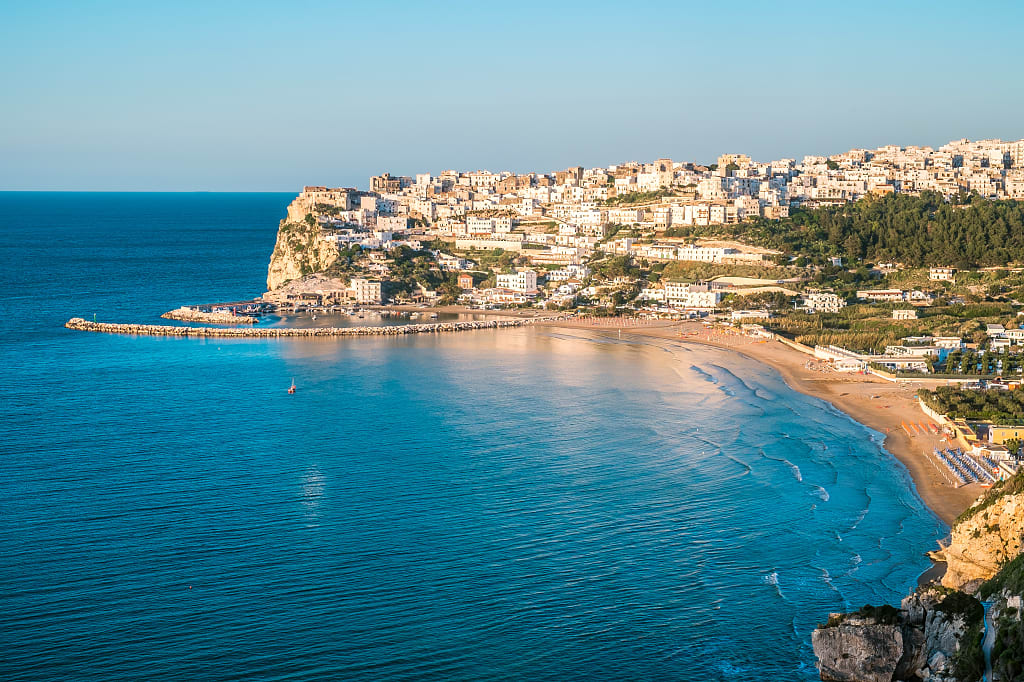 The beachside town of Peschici in Puglia. The beachside town of Peschici in Puglia.