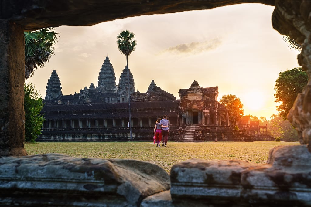 Couple at Angkor Wat in Siem Reap, Cambodia Couple at Angkor Wat in Siem Reap, Cambodia