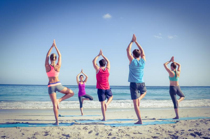 7-Day Yoga and Meditation Retreat in Bora Bora small yoga class on the beach