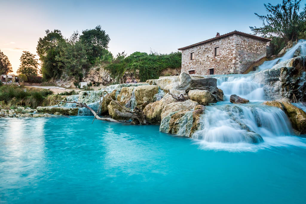 Outdoor geothermal baths of Saturnia in Tuscany. Outdoor geothermal baths of Saturnia in Tuscany.