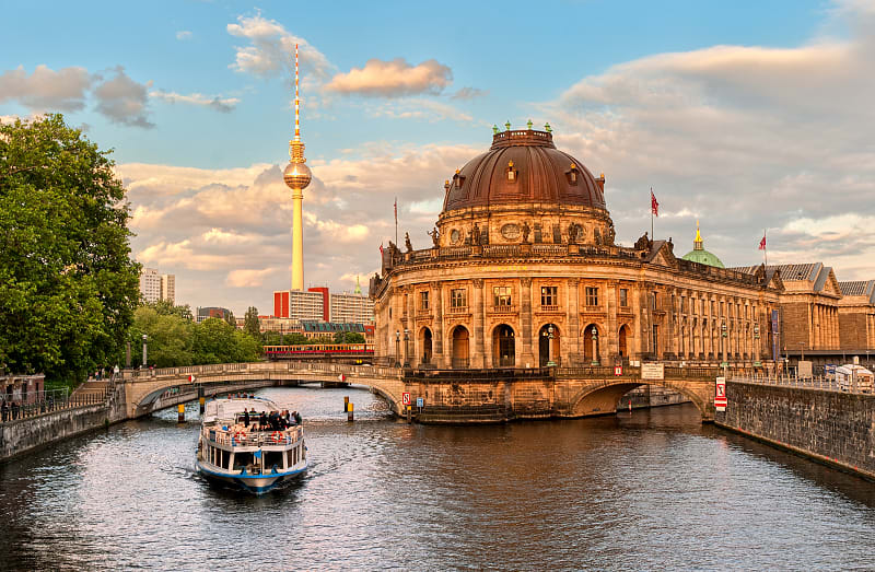 Museum island and TV Tower in Berlin, Germany.