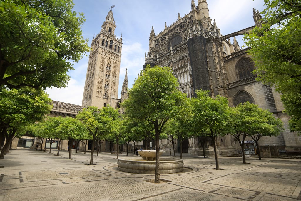 The Patio de los Naranjos at Seville's cathedral, Santa Maria de la Sede. Photo © Tourismo Andaluz The Patio de los Naranjos at Seville's cathedral, Santa Maria de la Sede. Photo © Tourismo Andaluz