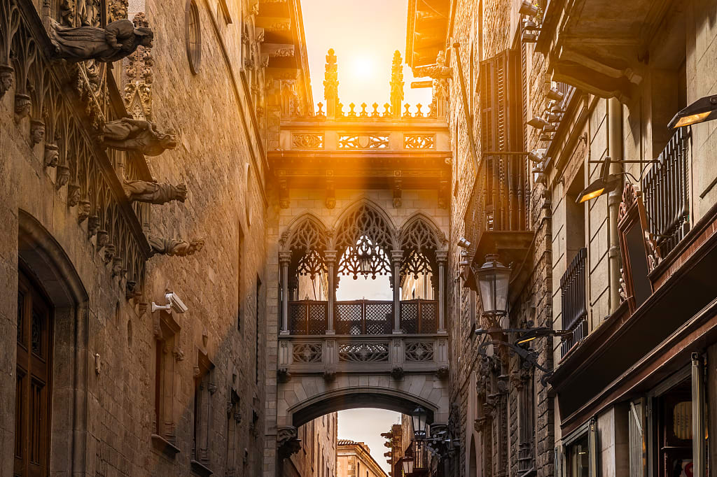 The Gothic Quarter in Barcelona, Spain. The Gothic Quarter in Barcelona, Spain.