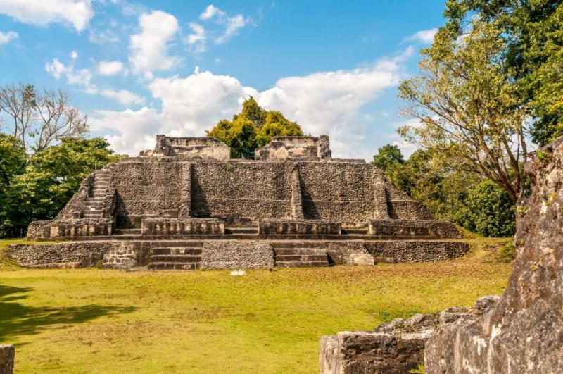 Wide view of ruins Xunantunich Belize.