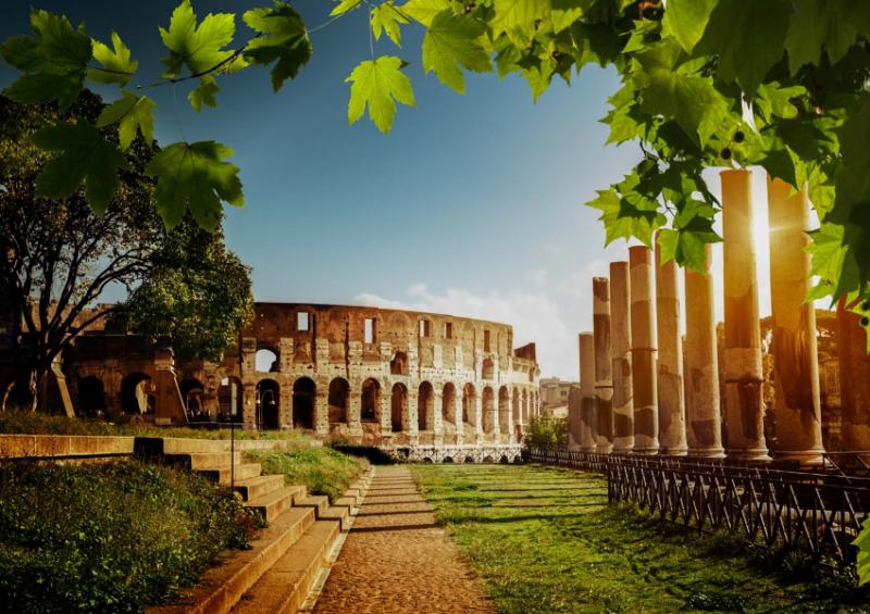 Roman Colosseum at dusk