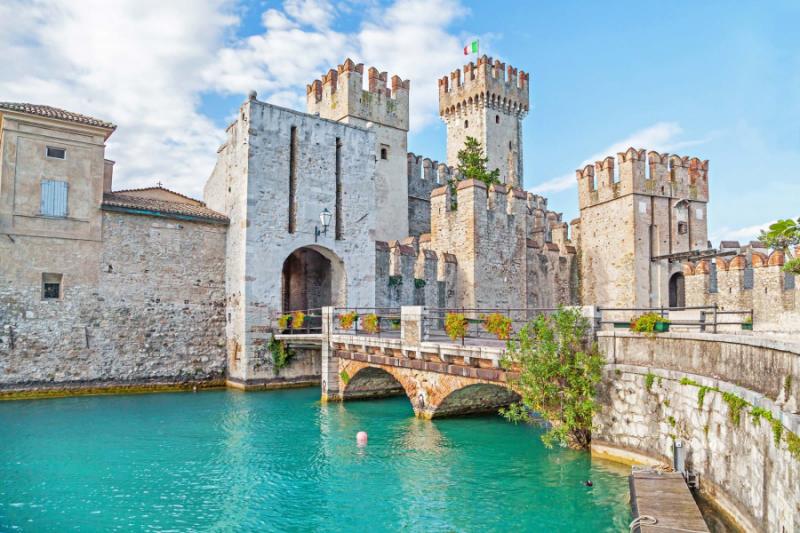 View of bridge leading up to the Scaliger Castle in Verona, Italy